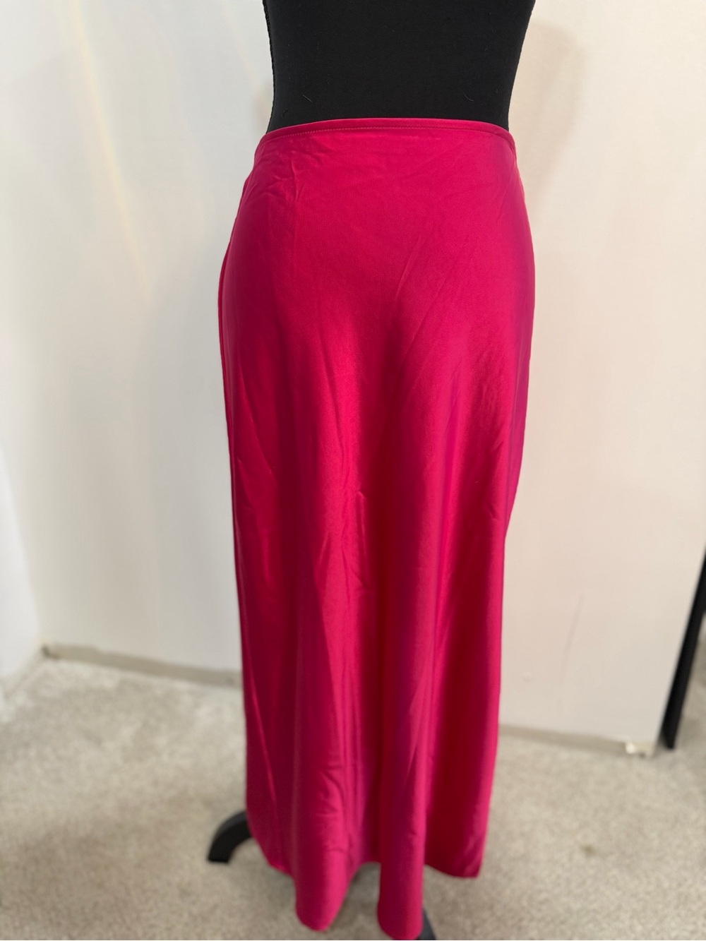 Hot Pink Women’s Silk Midi Skirt